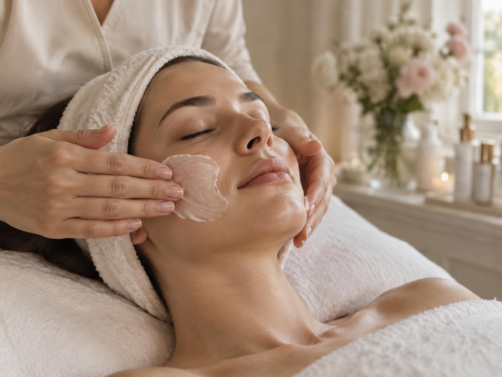 Relaxing facial treatment with soft natural light